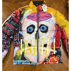 Tango Hotel I Want My Roses Men’s Sz M Multicolor Skull Graphic Puffer Full Zip